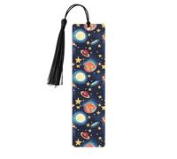 Starry Sky Universe Space Print Wooden Bookmarks with Tassels, Wood Book Markers for Book Lovers, Teachers & Present