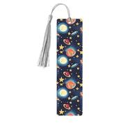 Starry Sky Universe Space Print Wooden Bookmarks with Tassels, Wood Book Markers for Book Lovers, Teachers & Present