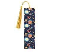 Starry Sky Universe Space Print Wooden Bookmarks with Tassels, Wood Book Markers for Book Lovers, Teachers & Present
