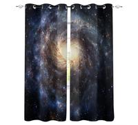 Starry Sky Vortex Blackout Window Curtain Panel, Space Theme Curtains, W140 x L300 CM Set of 2 Panels Thermal Insulation Curtains With Grommet for Bedroom Living Room Windows Office Study