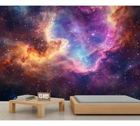 Starry Sky Wall Mural, Milky Way 3D Wallpaper, Universe Mural for Farmhouse Living Room Bedroom Sofa TV Background Decor - 250x175cm