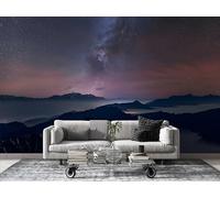 Starry Sky Wallpaper Mountains & Rivers Photo Wallpaper Non-Woven Wall Mural Covering for Bedroom Living Room Hallway TV Background Wall Decor 250cm x 175cm (WxH) Black Aa110