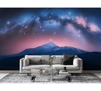 Starry Sky Wallpaper Mountains & Rivers Photo Wallpaper Non-Woven Wall Mural Covering for Bedroom Living Room Hallway TV Background Wall Decor 200cm x 140cm (WxH) Blue Aa119