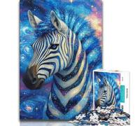 Starry Sky Zebra 1000 Piece Jigsaw Puzzles for Teenagers,Toys Educational Games Stress Relieving Suitable for Desktop Decoration (75x50cm)