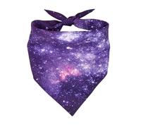 Starry Space Print Dog Bandana - Blue Purple Triangle Scarf for Pets, Washable Cat & Puppy Kerchief Bib for Small Dogs