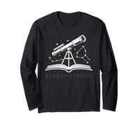 Starry Stories Telescope Book Astronomy Celestial Reading Long Sleeve T-Shirt