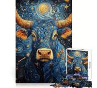 Starry Taurus Zodiac Sign Jigsaw Puzzle for Teenagers 1000 Pieces Brain Skill Home Activity Exact Edge Festive Gift 50x75cm