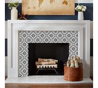 Starry Tile Stickers - Fireplace - Waterproof & Removable - Peel and Stick - Black and White Backsplash vinyle Tile Stickers Kitchen and Bathroom Floor Stair (Talavera-10)