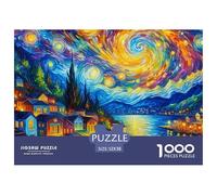 Starry Town 1000 Pieces Puzzle Game - Venice Starry Night Puzzle The Whole Family Fun And Challenging Activity for Home Decompression52x38cm/1000pcs