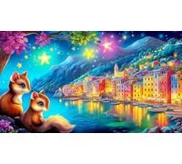 Starry-Town Jigsaw Puzzle 1000 Pieces Impossible Hard Difficult Educational Games for Adults Kids Great Gift Idea 70x50cm/1000pcs