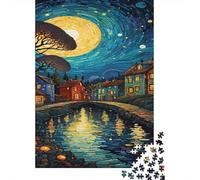 Starry Town1000 Piece Thick Cardboard Jigsaw Puzzle Set Adult Couple Partners Fun Challenging Game Mind Relaxation Home Activity 70x50cm/1000pcs