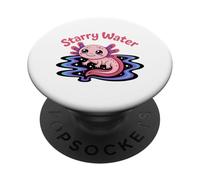 Starry Water Pink Axolotl Wavy Cosmos Chibi PopSockets Adhesive PopGrip