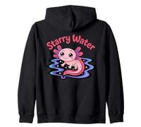 Starry Water Pink Axolotl Wavy Cosmos Chibi Zip Hoodie