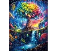 Starry Waterfall Tree of Life 1000 Piece Premium Jigsaw Puzzle Adult Jigsaws Brain Training Hobby Home Decor Winter Gift Unique Shaped Recycled Cardboard 1000 PCS