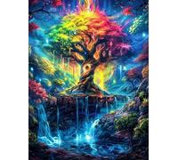Starry Waterfall Tree of Life 500 Pieces Classic Jigsaw Puzzle Wild Animal Flowers Puzzle for Adults Concentration Training Wall Art Mental Exercise Cardboard 500 PCS