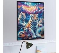 Starry White Tiger Group 1000 Piece Jigsaw Puzzle for Adults Animals Plants Long Weekend Project Satisfying Challenge No Duplicate Pieces for Hobbyists 1000 PCS