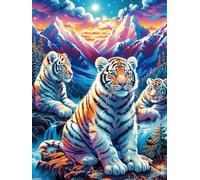 Starry White Tiger Group 1000 Piece Premium Jigsaw Puzzle For Men Educational Decompression Adults Anxiety Memory Care Mothers Valentines Premium Cardboard 1000 PCS