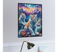 Starry White Tiger Group 500 Piece Jigsaw Puzzle for Adults Animals Plants Jigsaw Creative Gift for Loved Ones Family Activity Challenging Design Stress Relief Pastime 500 PCS