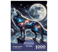 Starry Wolf Howl Jigsaw Puzzles Puzzle for Adults Kids. 1000 Pieces Great Gifts Challenge Toy Educational Game Home Decoration for Adults& Kids Age 14 Years Up 38x26cm/1000pcs
