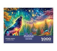 Starry Wolf Howls at Bright, Magical Night Sky 1000 Piece Jigsaw Puzzle Enchanted Spirit Wolf - Great Gift for Boys, Girls, Men & Women 52x38cm/1000pcs