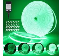 StarryEver 10M Green Led Strip Lights, Outdoor 3200 LEDs 24V CRI90+ Dimmable Plug-in COB Light Strip Waterproof, Timer LED Strips with UKCA Power Supply for Kitchen, Camping, DIY, Home Decoration