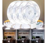 StarryEver 3 Pack 6.6FT LED Strip Lights Battery & USB Powered, Cold White and Warm White LED Strip Lights, Flexible and Cuttable Cabinet Light, Strip Light with Remote for Shelves Closet Kitchen