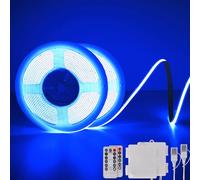 StarryEver Blue COB LED Strip Lights Battery Powered with Remote, 2M 640LED Light Strip Dimmable Cuttable Flexible Wireless LED Tape Light for DIY Display, Back Light Design, Kitchen (2 Pack)