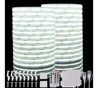 StarryEver COB LED Strip Battery Operated & USB, 2 m 640 LEDs 6000 K Cool White LED Strip Dimmable, LED Strip Lights for Cabinet Backlight Camping Pack of 2