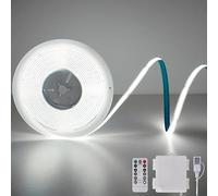 StarryEver COB LED Strip Lights, Battery Operated with Remote Control, 2 m 640 LED Light Strip, Dimmable, Cuttable, Flexible LED Strip Light for TV, Computer, Car Decoration, 6000 K Cool White