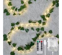 StarryEver LED Ivy Fairy Lights Indoor Battery with Remote Control Timer, 12 m 120 LED Ivy Garland Fairy Lights Outdoor Battery with Flower Garland Hanging Plants for Wedding Bedroom Patio