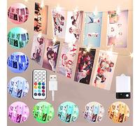 StarryEver LED Photo Clip Color Changing Lights,16.4ft 50 LED 10 Colors Starry String Lights Battery & USB Powered with Remote for Polaroid Photo,Gifts for Teen Girls Bedroom Dorm