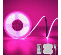 StarryEver Pink COB LED Strip Lights Battery Powered with Remote, 2M 640LED Light Strip Dimmable Cuttable Flexible Wireless LED Tape Light for Gifts, Bedroom, Party, TV Backlight, Home Lighting Decor
