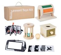 Starrykids Montessori Baby Toy, 0-6 Months, 6-in-1 Educational Game for Newborns, Gifts for Toddlers, Includes Rotating Drum, Permanent Box