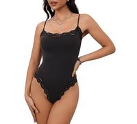 Starrylion Lace Bodysuit Square Neck Sleeveless Bodysuits Sexy Going Out Tops Black Coal L