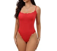 Starrylion Lace Bodysuit Square Neck Sleeveless Bodysuits Sexy Going Out Tops Scarlet Red M