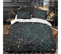 StarryNight Comforter Cover 3D Design Printed All Season 3 Piece Bedding Set Zipper AstronomyStyle Duvet Cover Luxury Breathable for Kids Teens Adults Women Youth Teenagers Single（140x200cm）