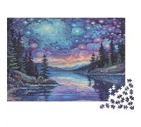 StarryNightLake 1000 Pieces Thick Cardboard Jigsaw Puzzle Set Jigsaw Collectors Hard Difficult Educational Game 52x38cm/1000pcs