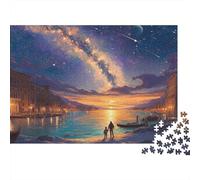 StarryNightVenice 100% Recycled Cardboard Starry Lakeside at Dusk 1000 Piece Jigsaws for Adults Brain Development Classic Games 52x38cm/1000pcs