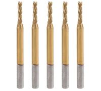 Starrypxl 5pcs 3 Flute Flat End Milling Cutter Ti Plating 3.175x2x8x40 Precision 3D Carving Drilling Tool Durable High Performance