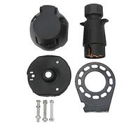 Starrypxl 7 Pin Trailer Plug Socket Connector Kit Heavy Duty ABS Copper Wiring Harness with Bracket Gasket Bolts for Motorboat RV Trailer