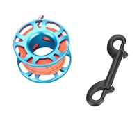 Starrypxl Keep Diving Aviation Aluminum Finger Reel Clip Scuba Diving Tech Spool 15m Line Lightweight Durable Corrosion Resistant for Underwater Exploration Black Grey Blue Pink (Blue)