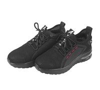 Starrypxl Men Labor Protection Shoes Steel Toe Breathable AntiKnock PunctureProof Damped Safety Work Footwear for Industrial Workers Fabric Synthetic Rubber Steel Black Multiple Sizes (42)