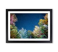 Stars Above a Colourful Forest in Abstract Framed Print | A2 Black Framed Wall Art | Ready to Hang | Abstract Space Picture | Living Room Bedroom Lounge Office