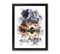 Stars Above Big Sur In California Watercolour Modern Framed Print | A2 Black Framed Wall Art | Ready to Hang | Modern Space Picture | Living Room Bedroom Lounge Office