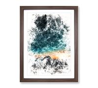 Stars Above California Watercolour Modern Framed Print | A2 Walnut Framed Wall Art | Ready to Hang | Modern Space Picture | Living Room Bedroom Lounge Office