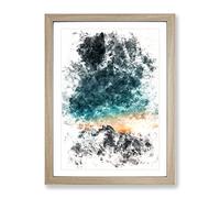 Stars Above California Watercolour Modern Framed Wall Art Print, Ready to Hang Picture for Living Room Bedroom Home Office Décor, Oak A2 (64 x 46 cm)