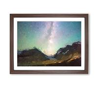 Stars Above Canada In Abstract Modern Art Framed Print | A2 Walnut Framed Wall Art | Ready to Hang | Abstract Space Picture | Living Room Bedroom Lounge Office