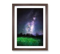 Stars Above Colorado Mountains In Abstract Modern Framed Print | A2 Walnut Framed Wall Art | Ready to Hang | Abstract Space Picture | Living Room Bedroom Lounge Office