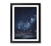 Stars Above The Mountains Abstract Art Modern Framed Print | A2 Black Framed Wall Art | Ready to Hang | Abstract Space Picture | Living Room Bedroom Lounge Office