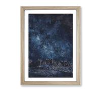 Stars Above The Mountains Abstract Painting Modern Framed Print | A3 Oak Framed Wall Art | Ready to Hang | Abstract Space Picture | Living Room Bedroom Lounge Office